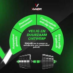 Venom Sports Verstelbare Dumbbell Set Tot 40kg - Professionele 2-in-1 Halterset Gewichten - Gebruiksvriendelijke Fitness Stang - Groen -Merkloos Winkel 1200x1200 2258