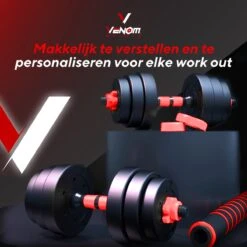 Venom Sports Verstelbare Dumbbell Set Tot 20kg – Professionele 2-in-1 Halterset Gewichten – Gebruiksvriendelijke Fitness Stang – Verstelbare Dumbbellset – Home Gym – Krachttraining – Rood -Merkloos Winkel 1200x1200 2277