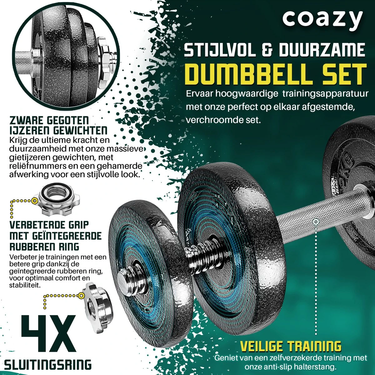 Coazy Dumbell En Barbell Set Verstelbaar - Dumbells - Gewichten Fitness - Halterstang Met Gewichten - Halter 4 Coazy Dumbell En Barbell Set Verstelbaar - Dumbells - Gewichten Fitness - Halterstang Met Gewichten - Halter - Afbeelding 2