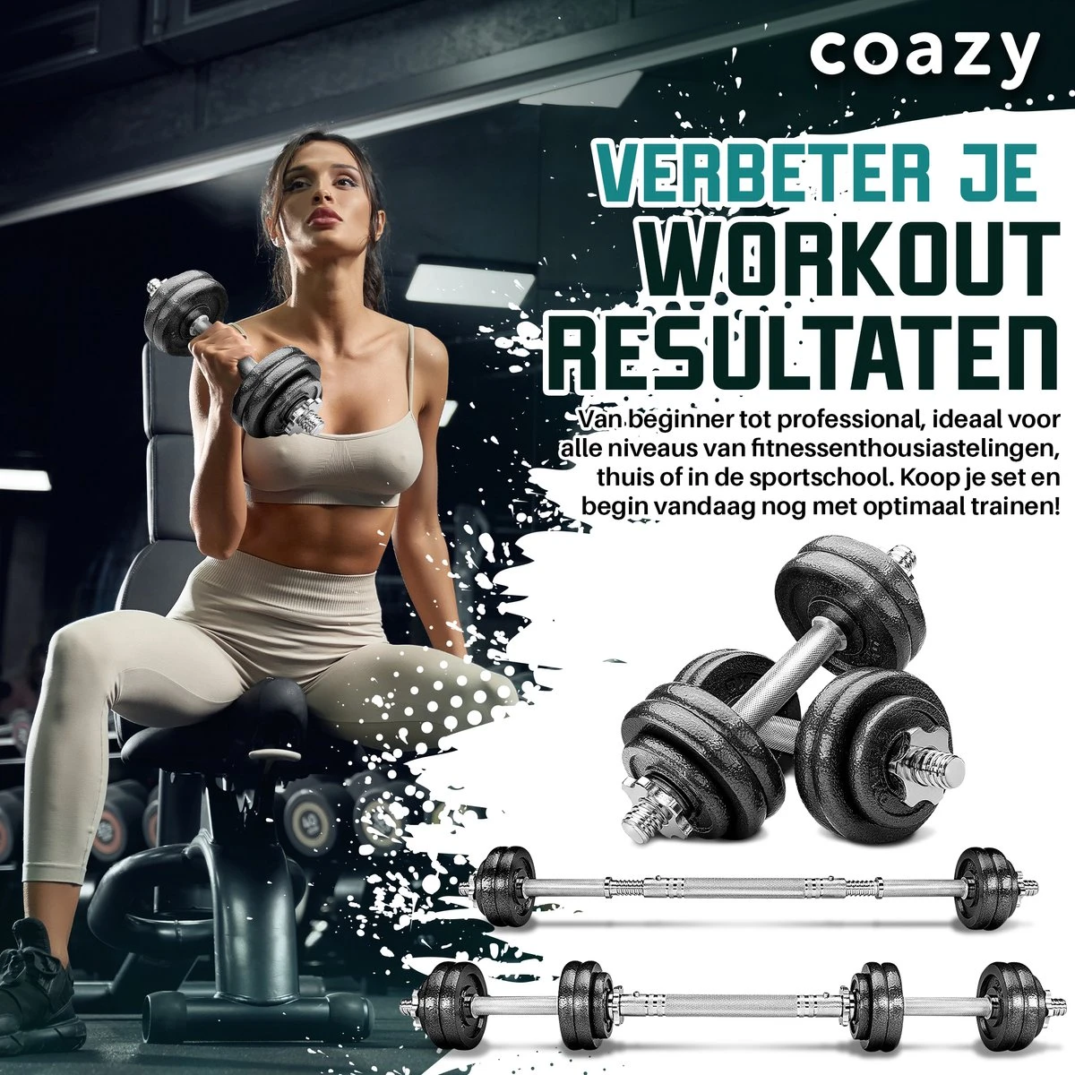 Coazy Dumbell En Barbell Set Verstelbaar - Dumbells - Gewichten Fitness - Halterstang Met Gewichten - Halter 7 Coazy Dumbell En Barbell Set Verstelbaar - Dumbells - Gewichten Fitness - Halterstang Met Gewichten - Halter - Afbeelding 5