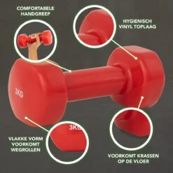 Tunturi Dumbbell Set - 2 X 3,0 Kg - Vinyl - Rood - Incl. Gratis Fitness App -Merkloos Winkel 1200x1200 2303