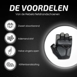 Rebela | Fietshandschoenen | MTB Handschoenen | Unisex | Custom Anti-Slip Half Finger Bike Cycling Gloves | Blauw | Maat M -Merkloos Winkel 1200x1200 232