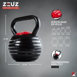 ZEUZ® Verstelbare Kettlebell Tot 18 KG – Fitness Sport Set – Conditie & Krachttraining – Halters - Gietijzer -Merkloos Winkel 1200x1200 2389