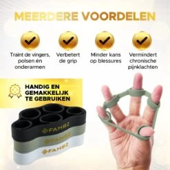 FAMBZ Fitinger Vingertrainer (Achromatische Set) Met 3 Levels - Vinger Trainer Voor Vingers En Onderarm - Vingertrainers Hand Grip - Handrevalidatie - Polstrainer Piano - Griptrainer Arm - Hand Stretcher - Krachttrainer Pols - Fidget Toy -Merkloos Winkel 1200x1200 2456