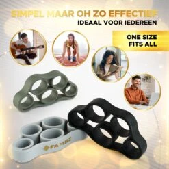 FAMBZ Fitinger Vingertrainer (Achromatische Set) Met 3 Levels - Vinger Trainer Voor Vingers En Onderarm - Vingertrainers Hand Grip - Handrevalidatie - Polstrainer Piano - Griptrainer Arm - Hand Stretcher - Krachttrainer Pols - Fidget Toy -Merkloos Winkel 1200x1200 2457