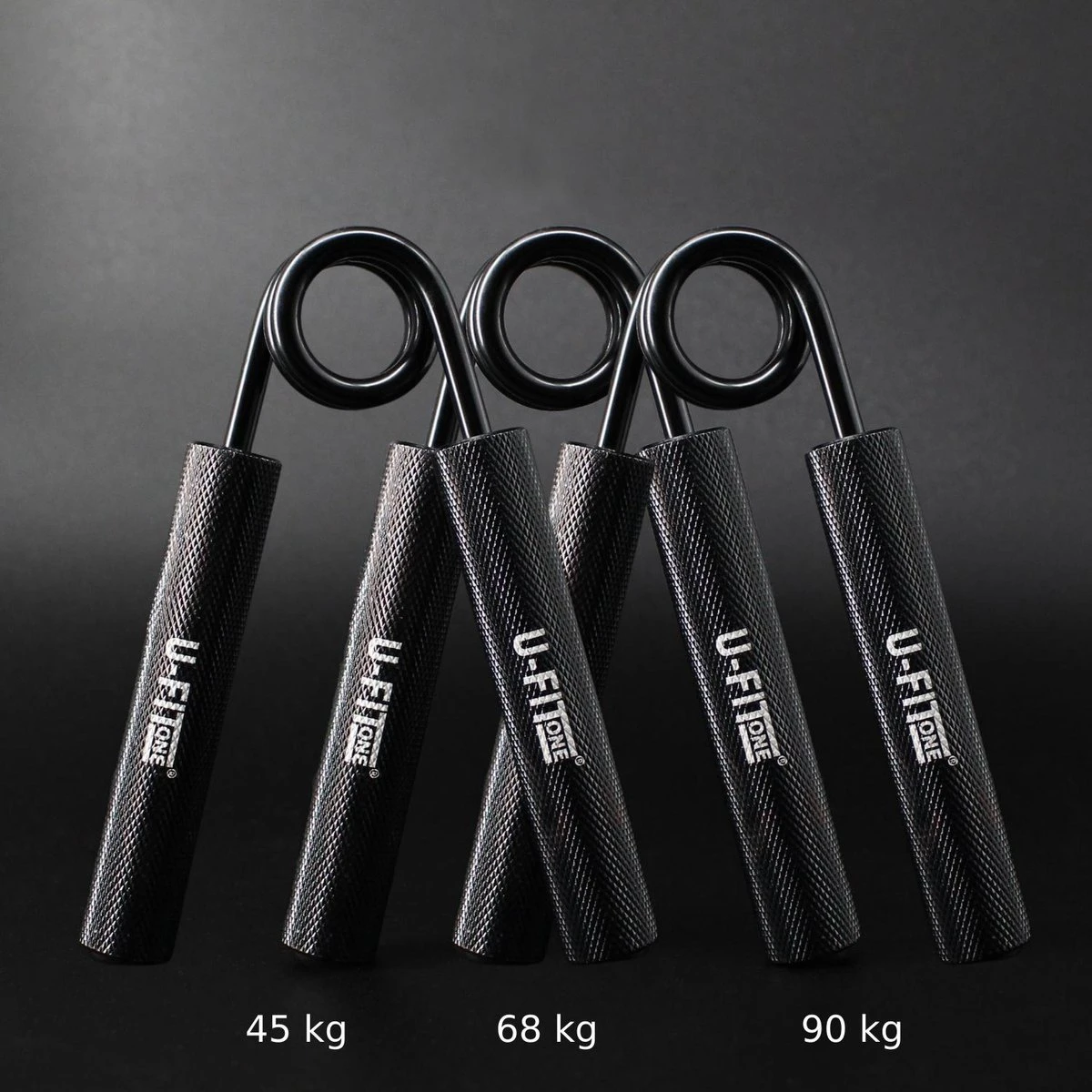 U-Fit One 3 Delige Metal Handtrainer Set - 45kg, 68kg, 90kg - Grip Trainer - Handknijper - Knijphalter - Armtrainer - Hand Knijper - Handgripper - Heavy Gripper - Onderarm - Buigveer - Zwart 4 U-Fit One 3 Delige Metal Handtrainer Set - 45kg, 68kg, 90kg - Grip Trainer - Handknijper - Knijphalter - Armtrainer - Hand Knijper - Handgripper - Heavy Gripper - Onderarm - Buigveer - Zwart - Afbeelding 2