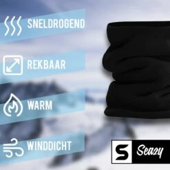 Seazy Nekwarmer - Unisex - Col Sjaal - Fleece Halswarmer - Dames/Heren - Bandana Hoofdband - Multifunctioneel - Zwart -Merkloos Winkel 1200x1200 260