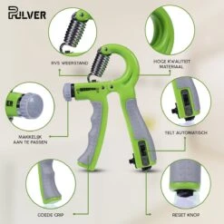 Pulver -Handtrainer 10 To 60kg Met Vingertrainer - Handknijper- Knijphalter - Armtrainer – Gewichten - Hand Knijper Set - Handgripper - Hand Gripper - Grip - Onderarm Trainer - Buigveer – Grip Trainer - Vinger - Hand Spier - Fitness - Groen -Merkloos Winkel 1200x1200 2699