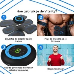 Vitality EMS Trainer Digital Display En NL Handleiding - Vernieuwd 2022 Model - USB Snel Oplaadbare Lithium Accu - Buikspier Trainer Elektrisch Thuis Sporten - Nu Met Gratis EBook - Cadeau Tip -Merkloos Winkel 1200x1200 2739