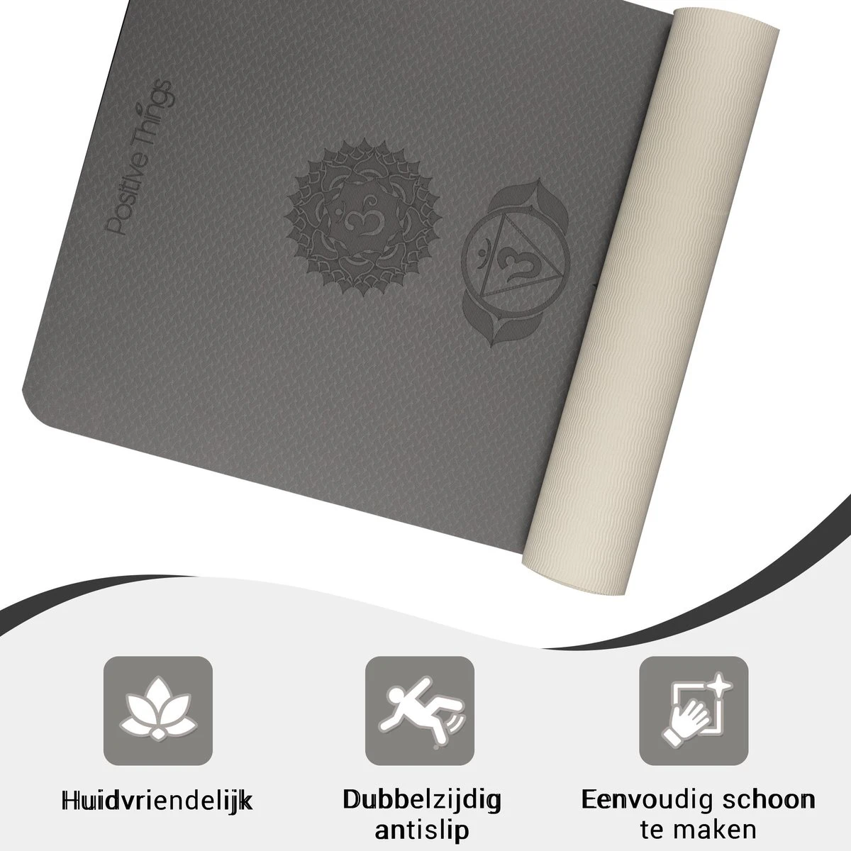 Yoga Mat Sportmat Fitnessmat Antislip Duurzaam Met Yoga Lessen - Grijs 7 Yoga Mat Sportmat Fitnessmat Antislip Duurzaam Met Yoga Lessen - Grijs - Afbeelding 5