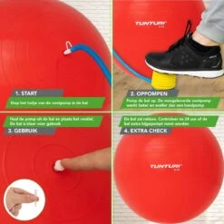 Tunturi Fitness Bal - Yoga Bal Inclusief Pomp - Pilates Bal - Zwangerschaps Bal - 75 Cm - Kleur: Rood - Incl. Gratis Fitness App -Merkloos Winkel 1200x1200 2934