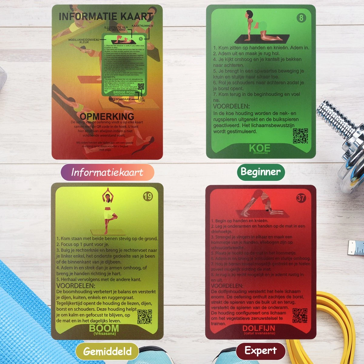WEBU 51 Yoga Kaarten - Yoga Trainingskaarten - Yoga Oefeningen - Yoga Voor Thuis - Sporten - Fitness - Mat - Pilates - Incl. GRATIS Professionele Trainingsvideo’s 5 WEBU 51 Yoga Kaarten - Yoga Trainingskaarten - Yoga Oefeningen - Yoga Voor Thuis - Sporten - Fitness - Mat - Pilates - Incl. GRATIS Professionele Trainingsvideo’s - Afbeelding 3