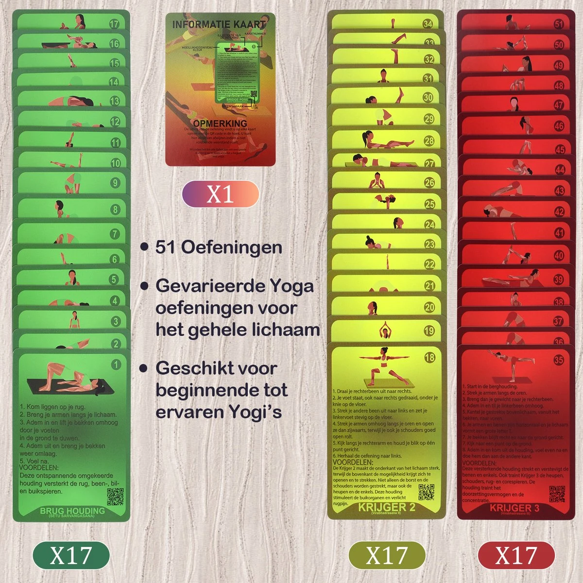 WEBU 51 Yoga Kaarten - Yoga Trainingskaarten - Yoga Oefeningen - Yoga Voor Thuis - Sporten - Fitness - Mat - Pilates - Incl. GRATIS Professionele Trainingsvideo’s 7 WEBU 51 Yoga Kaarten - Yoga Trainingskaarten - Yoga Oefeningen - Yoga Voor Thuis - Sporten - Fitness - Mat - Pilates - Incl. GRATIS Professionele Trainingsvideo’s - Afbeelding 5