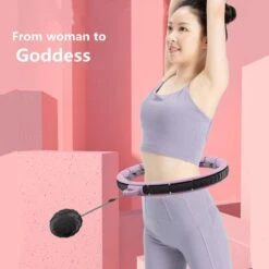 Merkloos Hoelahoep Voor Fitness En Massage - Voor Volwassenen En Kinderen - Schakels Voor Aanpassing Aan Maat - 400g Verzwaarde Bal - Met Teller - Geschikt Voor Afvallen - Makkelijk In Elkaar Te Zetten - Licht Paars