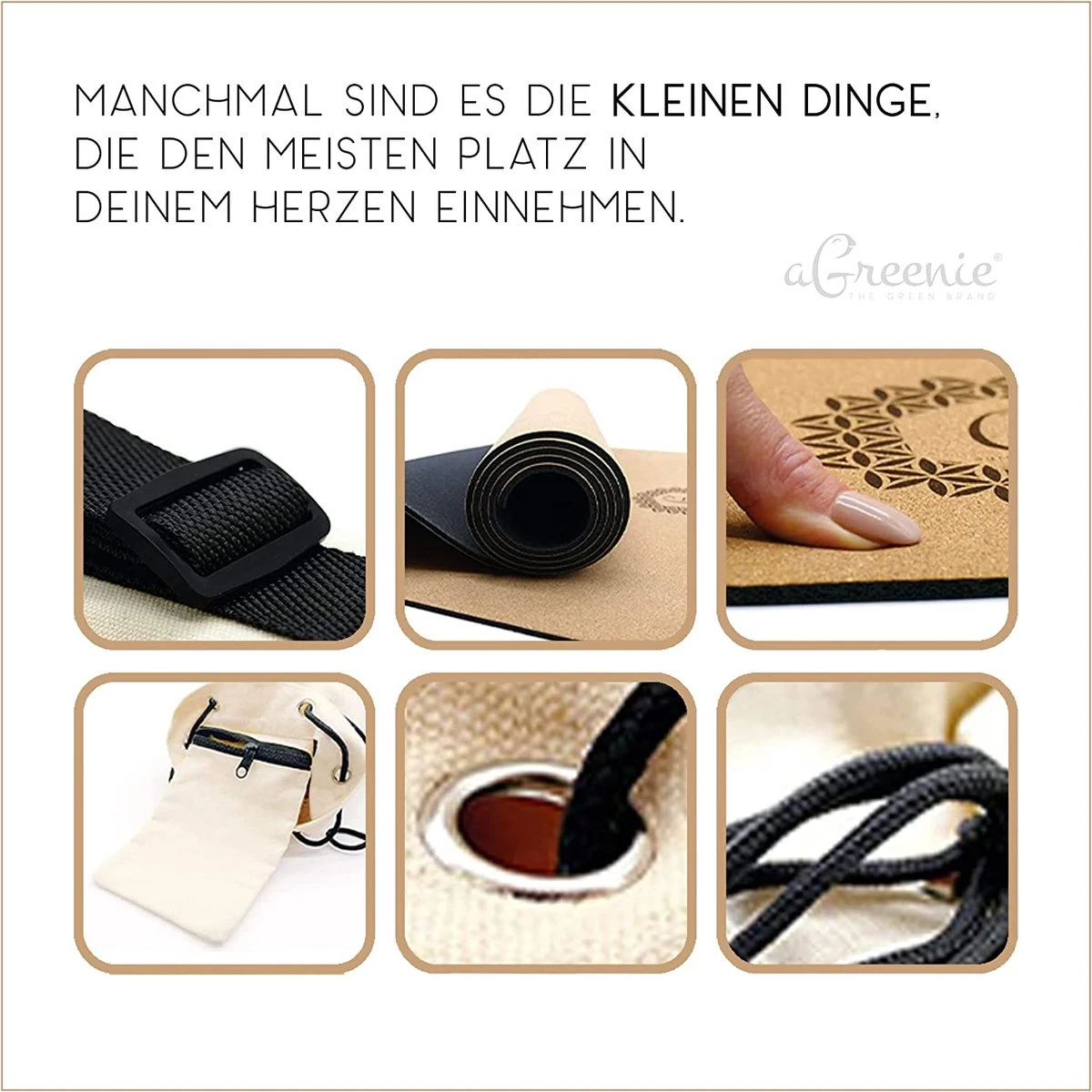 AGreenie Premium Yoga Mat Kurk 4mm / Antislip Yoga Mat Kurk Natuurlijk Rubber / Yoga Mat Natuurlijk Rubber Incl. Yoga Mat Draagriem, Massage Bal & E-Boek 6 AGreenie Premium Yoga Mat Kurk 4mm / Antislip Yoga Mat Kurk Natuurlijk Rubber / Yoga Mat Natuurlijk Rubber Incl. Yoga Mat Draagriem, Massage Bal & E-Boek - Afbeelding 4
