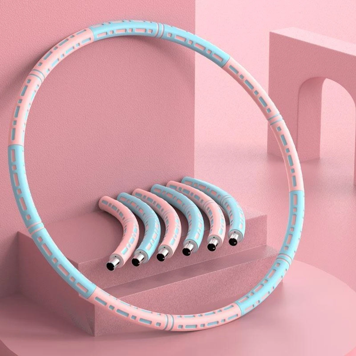 Fitlab Fitness Hoelahoep Met Gewicht - Roze/Blauw - 1 Tot 4 KG - Volwassenen - Hula Hoop /Sport Hoepel/Weight Hoop 4 Fitlab Fitness Hoelahoep Met Gewicht - Roze/Blauw - 1 Tot 4 KG - Volwassenen - Hula Hoop /Sport Hoepel/Weight Hoop - Afbeelding 2