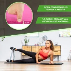 Tunturi Fitnessmat Met Draagtas - Yogamat - Sportmat Gemaakt Van Zacht NBR Materiaal - 180 X 60 X 1,5cm - Roze - Incl. Gratis Fitness App -Merkloos Winkel 1200x1200 3196