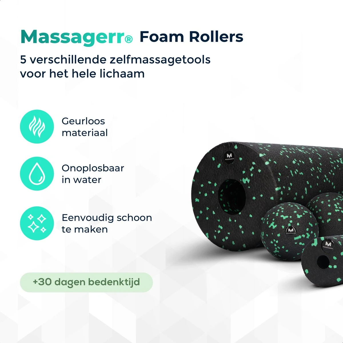 Massagerr® Box – Foamroller Set Met Triggerpoint Bal & Duo Massagebal – Massage Roller – Foam Roller – Fascia - Fitness - Massage Set – Incl. Stressbal 4 Massagerr® Box – Foamroller Set Met Triggerpoint Bal & Duo Massagebal – Massage Roller – Foam Roller – Fascia - Fitness - Massage Set – Incl. Stressbal - Afbeelding 2