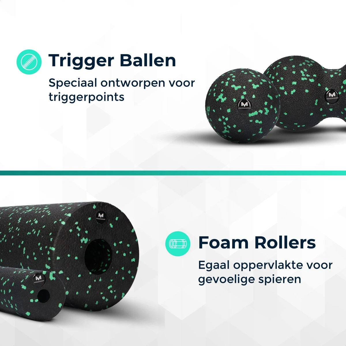 Massagerr® Box – Foamroller Set Met Triggerpoint Bal & Duo Massagebal – Massage Roller – Foam Roller – Fascia - Fitness - Massage Set – Incl. Stressbal 5 Massagerr® Box – Foamroller Set Met Triggerpoint Bal & Duo Massagebal – Massage Roller – Foam Roller – Fascia - Fitness - Massage Set – Incl. Stressbal - Afbeelding 3