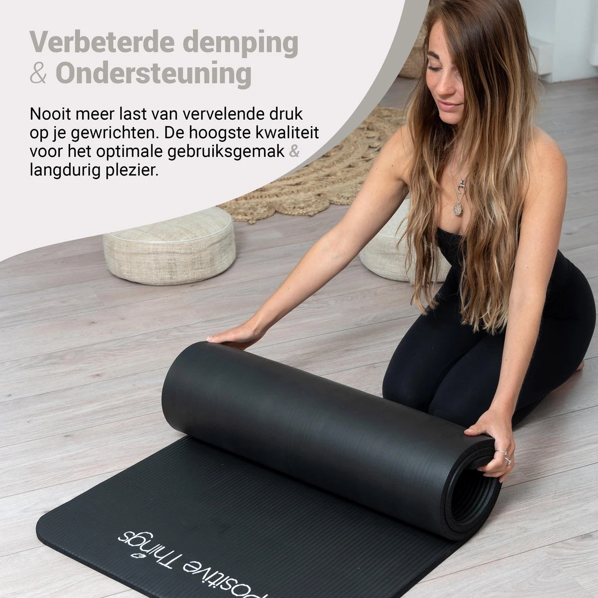 Yoga Mat Sportmat Fitnessmat Antislip NBR - 1 Cm Zwart 5 Yoga Mat Sportmat Fitnessmat Antislip NBR - 1 Cm Zwart - Afbeelding 3