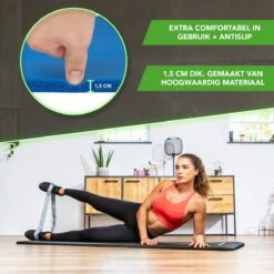 Tunturi Fitnessmat Met Draagtas - Yogamat - Sportmat Gemaakt Van Zacht NBR Materiaal - 180 X 60 X 1,5cm - Blauw - Incl. Gratis Fitness App -Merkloos Winkel 1200x1200 3272