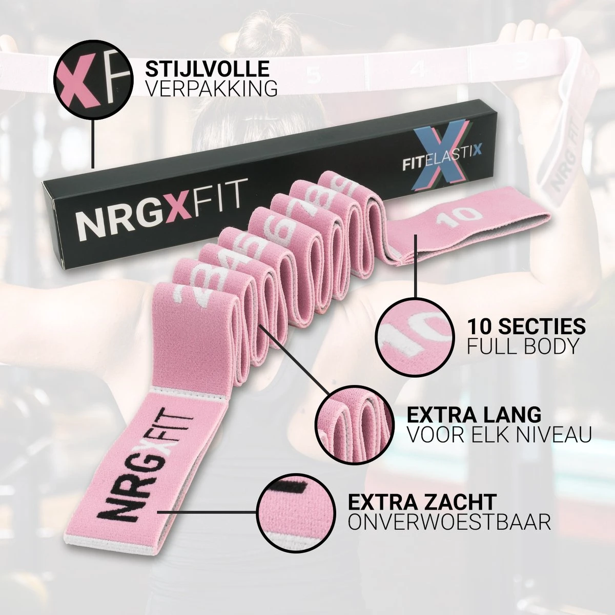 FITELASTIX® Premium Weerstandsband Lang - Voor Elk Niveau - Alles In 1 - Full Body - Resistance Band - Fitness Elastiek - Sport Elastiek Fitness - Met Handvatten - Inclusief Instructievideo's - Roze 10 FITELASTIX® Premium Weerstandsband Lang - Voor Elk Niveau - Alles In 1 - Full Body - Resistance Band - Fitness Elastiek - Sport Elastiek Fitness - Met Handvatten - Inclusief Instructievideo's - Roze - Afbeelding 8