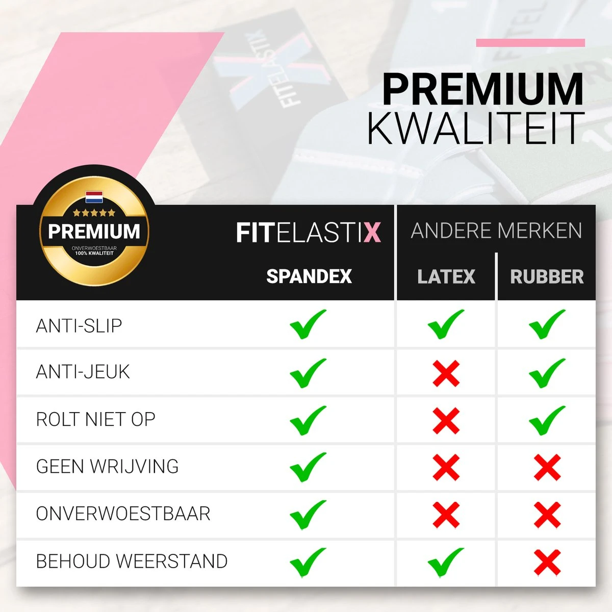 FITELASTIX® Premium Weerstandsband Lang - Voor Elk Niveau - Alles In 1 - Full Body - Resistance Band - Fitness Elastiek - Sport Elastiek Fitness - Met Handvatten - Inclusief Instructievideo's - Roze 12 FITELASTIX® Premium Weerstandsband Lang - Voor Elk Niveau - Alles In 1 - Full Body - Resistance Band - Fitness Elastiek - Sport Elastiek Fitness - Met Handvatten - Inclusief Instructievideo's - Roze - Afbeelding 10