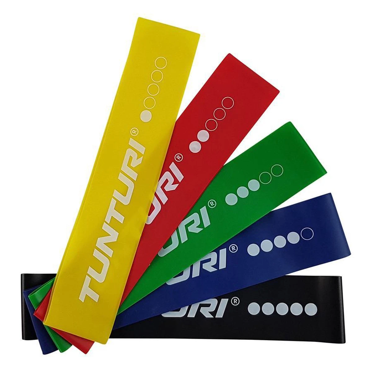 Tunturi Resistance Band Set - Weerstandsbanden - Fitness Elastiek - 5 Stuks - Incl. Gratis Fitness App 4 Tunturi Resistance Band Set - Weerstandsbanden - Fitness Elastiek - 5 Stuks - Incl. Gratis Fitness App - Afbeelding 2
