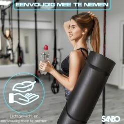Sanbo Yoga Mat - Zwart - Incl. Luxe Draagtas - 183 X 61 X 0.8 Cm - Extra Dik 8mm - Waterafstotend - Fitness Mat - Meditatie Mat -Merkloos Winkel 1200x1200 3558