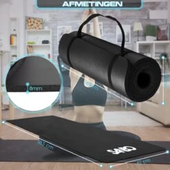 Sanbo Yoga Mat - Zwart - Incl. Luxe Draagtas - 183 X 61 X 0.8 Cm - Extra Dik 8mm - Waterafstotend - Fitness Mat - Meditatie Mat -Merkloos Winkel 1200x1200 3559