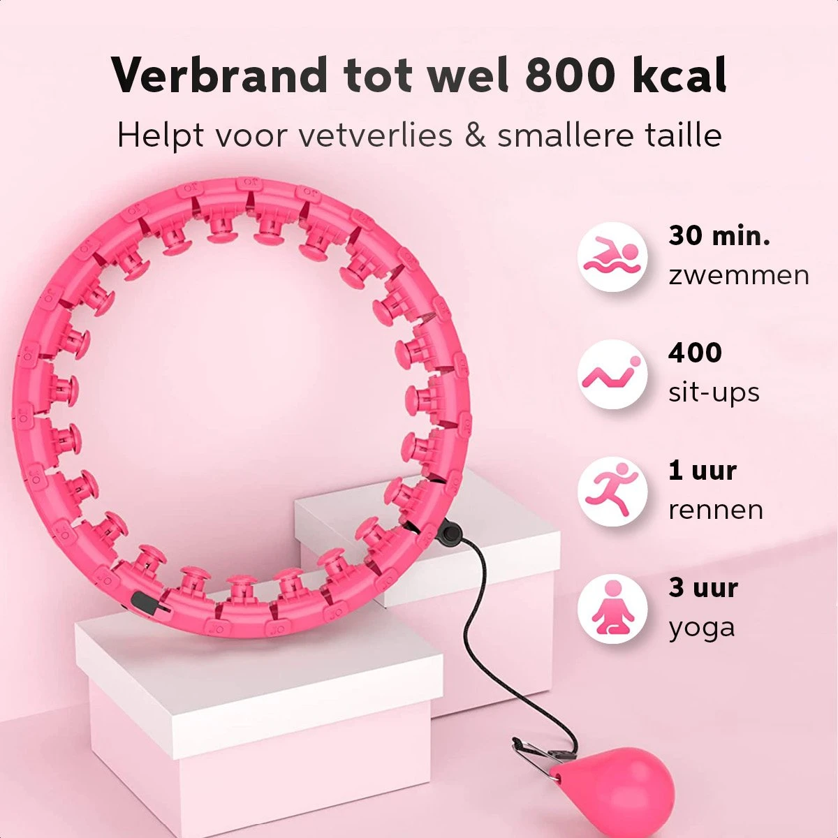 Living Nine Fitness Hoelahoep - Met Gewicht - Roze - Voor Volwassenen 4 Living Nine Fitness Hoelahoep - Met Gewicht - Roze - Voor Volwassenen - Afbeelding 2