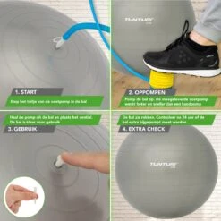 Tunturi Fitness Bal - Yoga Bal Inclusief Pomp - Pilates Bal - Zwangerschaps Bal - 65 Cm - Kleur: Zilver - Incl. Gratis Fitness App -Merkloos Winkel 1200x1200 3781