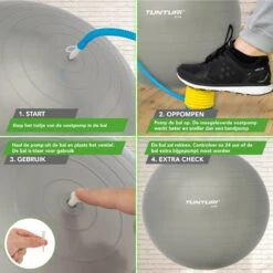 Tunturi Fitness Bal - Yoga Bal Inclusief Pomp - Pilates Bal - Zwangerschaps Bal - 55 Cm - Kleur: Zilver - Incl. Gratis Fitness App -Merkloos Winkel 1200x1200 3798