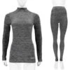 Merkloos Thermo Onderkleding Set Voor Dames Zwart Melange - Maat S - Shirt Lange Mouw En Broek - Wintersport Kleding - Thermokleding