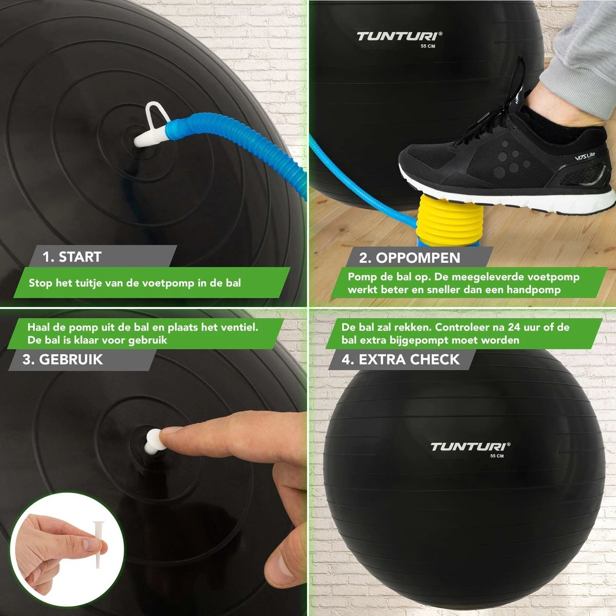 Tunturi Fitness Bal - Yoga Bal Inclusief Pomp - Pilates Bal - Zwangerschaps Bal - 55 Cm - Kleur: Zwart - Incl. Gratis Fitness App 9 Tunturi Fitness Bal - Yoga Bal Inclusief Pomp - Pilates Bal - Zwangerschaps Bal - 55 Cm - Kleur: Zwart - Incl. Gratis Fitness App - Afbeelding 7