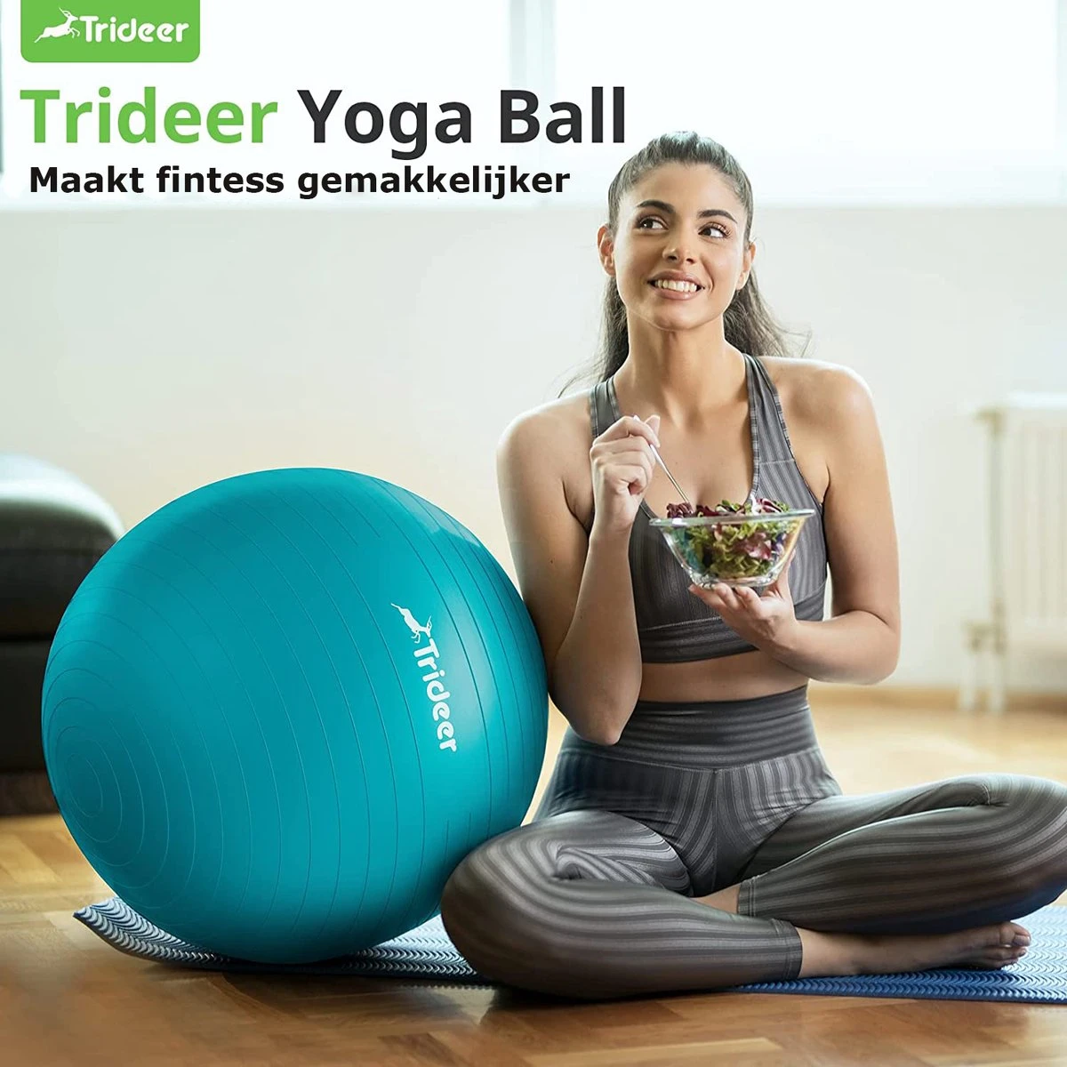 Trideer - Extra Sterke Yoga Bal - Turquoise 48-55 Cm - Met Pomp - Gymnastiekbal, Pilatesbal, Zitbal Voor Kantoor, Balans, Yoga, Fitness Bal, Zwangerschapsbal, Balansstoel In De Sportschool, Thuis Of Op Kantoor 4 Trideer - Extra Sterke Yoga Bal - Turquoise 48-55 Cm - Met Pomp - Gymnastiekbal, Pilatesbal, Zitbal Voor Kantoor, Balans, Yoga, Fitness Bal, Zwangerschapsbal, Balansstoel In De Sportschool, Thuis Of Op Kantoor - Afbeelding 2