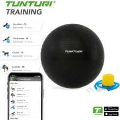 Tunturi Fitness Bal - Yoga Bal Inclusief Pomp - Pilates Bal - Zwangerschaps Bal - 75 Cm - Kleur: Zwart - Incl. Gratis Fitness App -Merkloos Winkel 1200x1200 3847