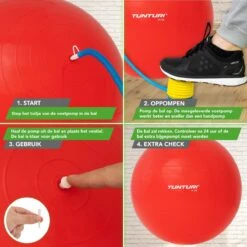 Tunturi Fitness Bal - Yoga Bal Inclusief Pomp - Pilates Bal - Zwangerschaps Bal - 55cm - Kleur: Rood - Incl. Gratis Fitness App -Merkloos Winkel 1200x1200 3859