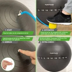 Tunturi Fitnessbal - Gymball - Swiss Ball - 90 Cm - Anti Burst - Incl. Pomp - Zwart - Incl. Gratis Fitness App -Merkloos Winkel 1200x1200 3869