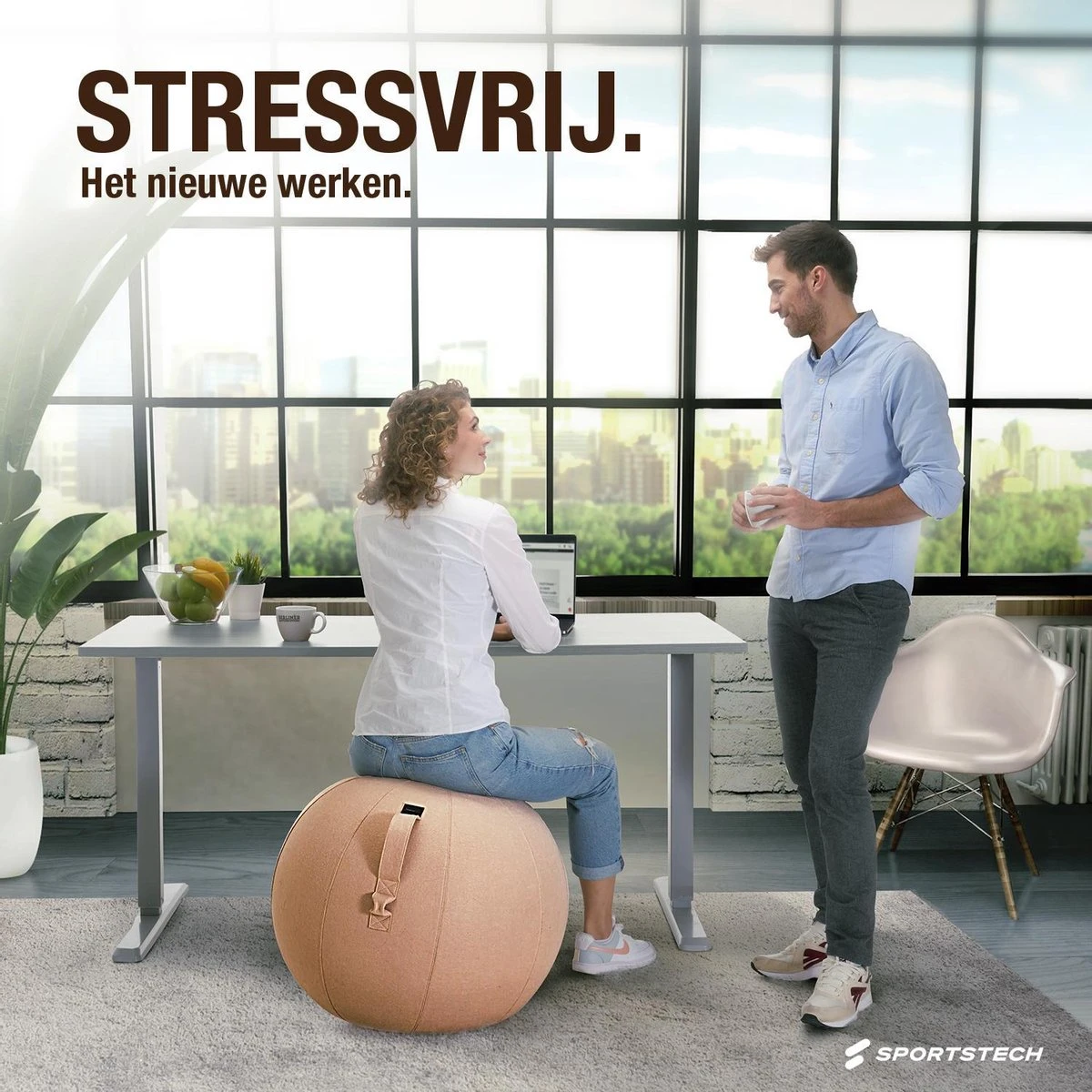 Sportstech Fitnessbal - Zitbal - Ergnomisch Voor Yoga, Pilates, Zwangerschap & Homegym - YOBA100 4 Sportstech Fitnessbal - Zitbal - Ergnomisch Voor Yoga, Pilates, Zwangerschap & Homegym - YOBA100 - Afbeelding 2