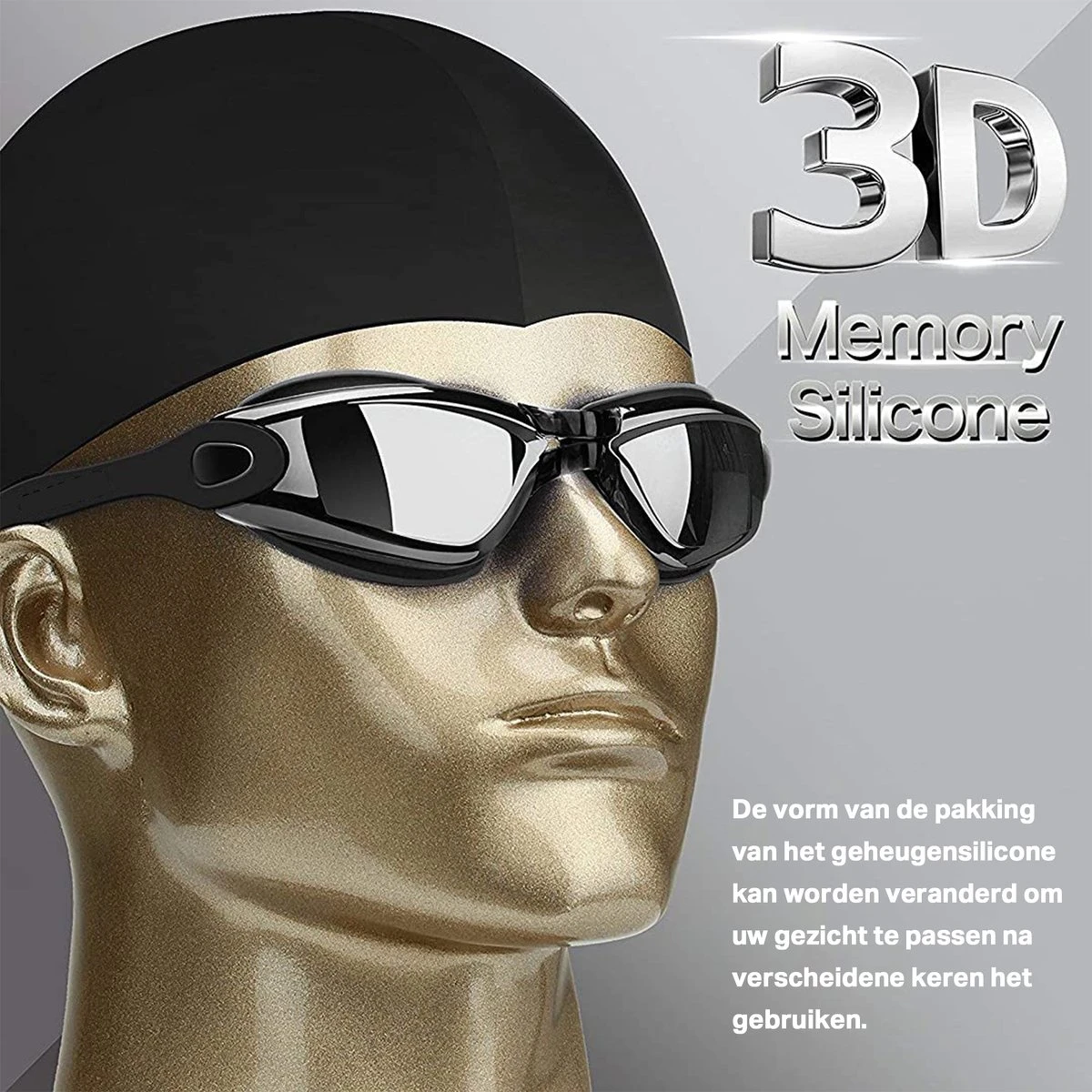 TravelTime® - Zwembril Volwassenen - Unisex – Zwarte Galvaniserende Lens 6 TravelTime® - Zwembril Volwassenen - Unisex – Zwarte Galvaniserende Lens - Afbeelding 4