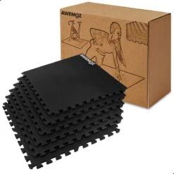 AWEMOZ Fitness Puzzelmat - 6 Stuks Van 60 X 60 X 1,2cm - Fitnessmat - Yoga Mat - Fitness Vloer - Anti-slip - Rubber Mat - Sportvloer - Zwembad Tegels - Sportmat - Vloertegels - Vloerbeschermers - 2,16m² -Merkloos Winkel 1200x1200 3975