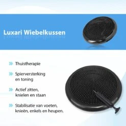 Luxari - Wiebelkussen - Ø35cm - Inclusief Pomp - Ergonomisch - Volwassen & Kinderen - Balanskussen - Trainingskussen - Zwart -Merkloos Winkel 1200x1200 4051