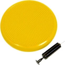 Wiebelkussen + Pomp - Balanskussen - Balansbord - Volwassenen En Kinderen - Met Pomp - 34CM - Geel