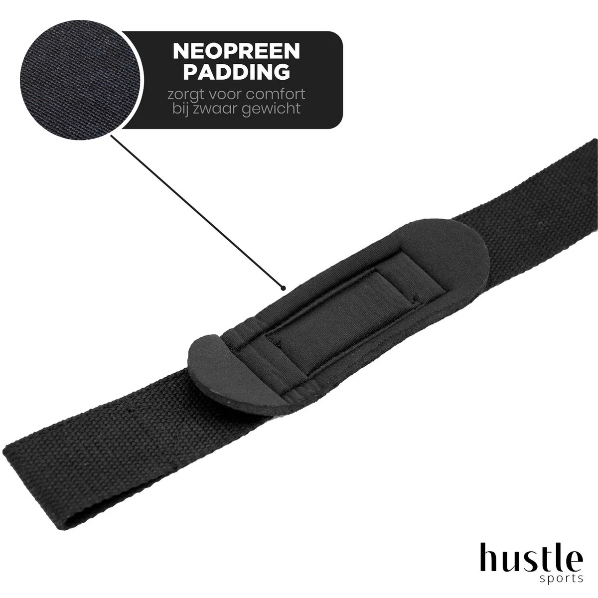 Hustle - Zwarte Lifting Straps - Met Padding En Anti-slip - Padded - Lifting Grips/Hooks - Deadlift Straps - Voor Fitness 4 Hustle - Zwarte Lifting Straps - Met Padding En Anti-slip - Padded - Lifting Grips/Hooks - Deadlift Straps - Voor Fitness - Afbeelding 2