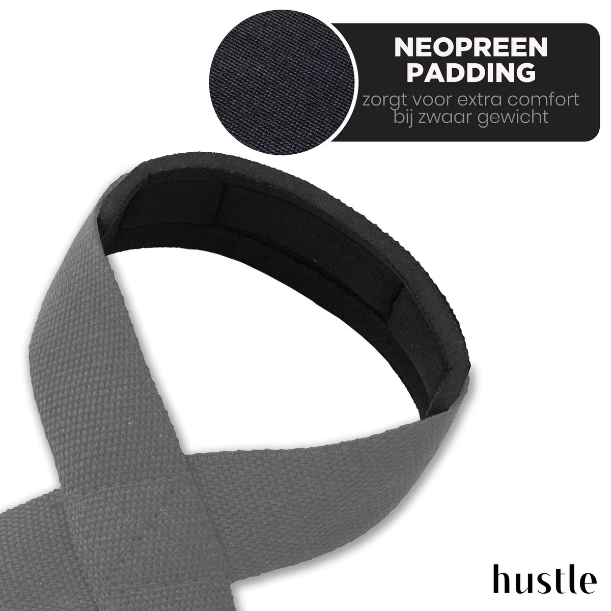 Hustle - Zwarte/Grijze Figure 8 Straps - Met Padding - Padded - Lifting Grips/Hooks/Straps - Maat S - 1 Paar 5 Hustle - Zwarte/Grijze Figure 8 Straps - Met Padding - Padded - Lifting Grips/Hooks/Straps - Maat S - 1 Paar - Afbeelding 3