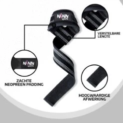 NINN Sports Lifting Straps Zwart - Krachttraining Accessoires - Powerlifting - Bodybuilding -Merkloos Winkel 1200x1200 4413