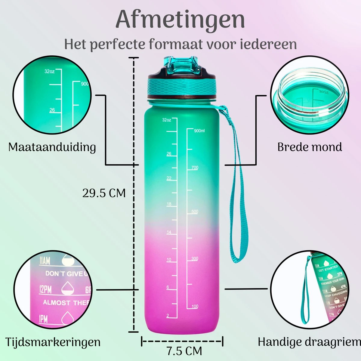 Migliore - Bidon 1 Liter - Met Rietje - BPA Vrij - Sport - Ook In 600 Ml En 2 Liter 11 Migliore - Bidon 1 Liter - Met Rietje - BPA Vrij - Sport - Ook In 600 Ml En 2 Liter - Afbeelding 9