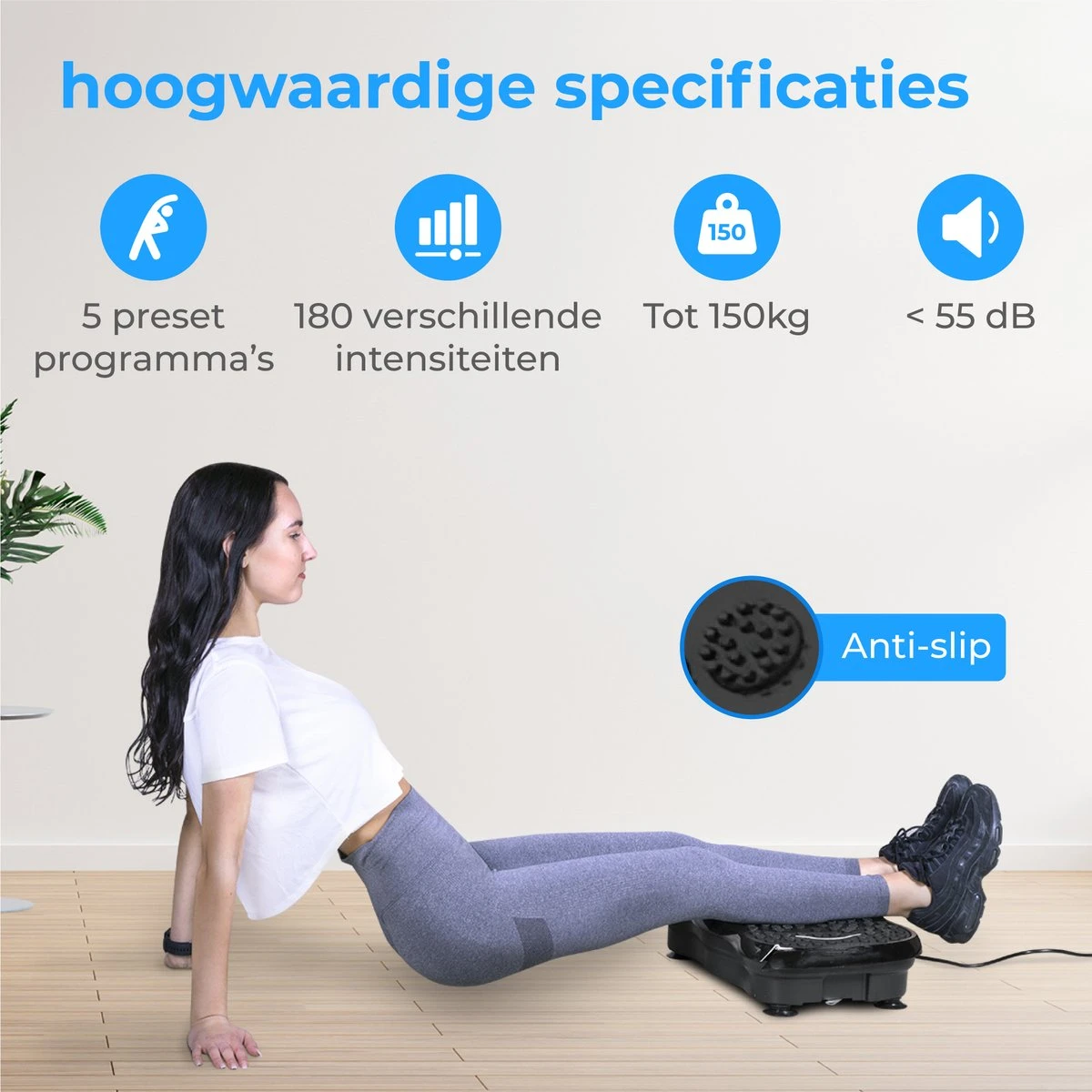 Nuvance - Trilplaat Fitness - Met Bluetooth Speaker - Incl Stretchbands - Voor Benen En Bloedsomloop - Trainingsapparatuur Voor Uithoudingstraining 5 Nuvance - Trilplaat Fitness - Met Bluetooth Speaker - Incl Stretchbands - Voor Benen En Bloedsomloop - Trainingsapparatuur Voor Uithoudingstraining - Afbeelding 3