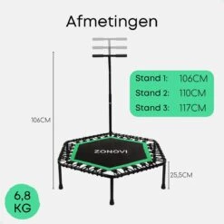 Zonovi Fitness Trampoline 250 Kilo – Mini Trampoline – Kleine Trampoline – Sport Trampoline – Met Elastieken – Zwart – Groen – 106 Cm – 42 Inch. -Merkloos Winkel 1200x1200 4636
